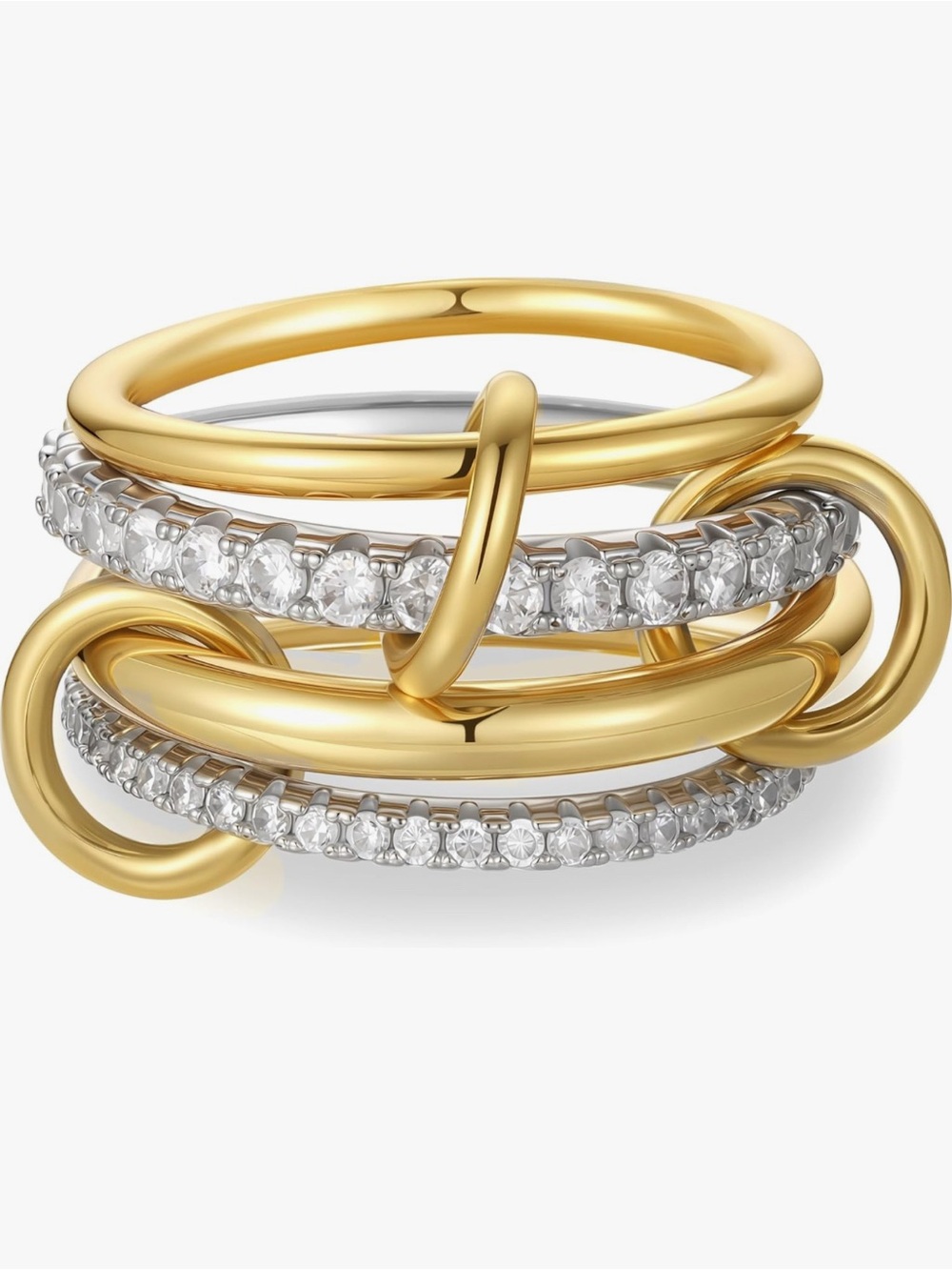 Women’s Stackable Ring 18K Gold Plated Cubic Zirconia Size 8